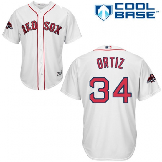 Youth Majestic Boston Red Sox 34 David Ortiz Authentic White Home Cool Base 2018 World Series Champions MLB Jersey