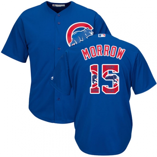 Men's Majestic Chicago Cubs 15 Brandon Morrow Authentic Royal Blue Team Logo Fashion Cool Base MLB Jersey