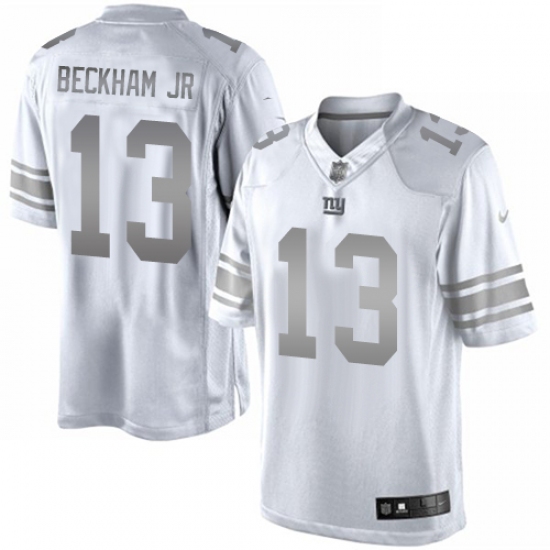 Men's Nike New York Giants 13 Odell Beckham Jr Limited White Platinum NFL Jersey