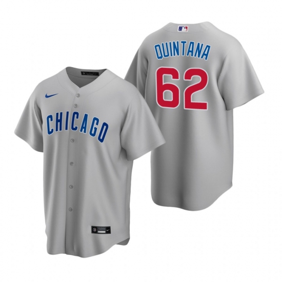 Men's Nike Chicago Cubs 62 Jose Quintana Gray Road Stitched Baseball Jersey