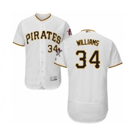 Men's Pittsburgh Pirates 34 Trevor Williams White Home Flex Base Authentic Collection Baseball Player Jersey