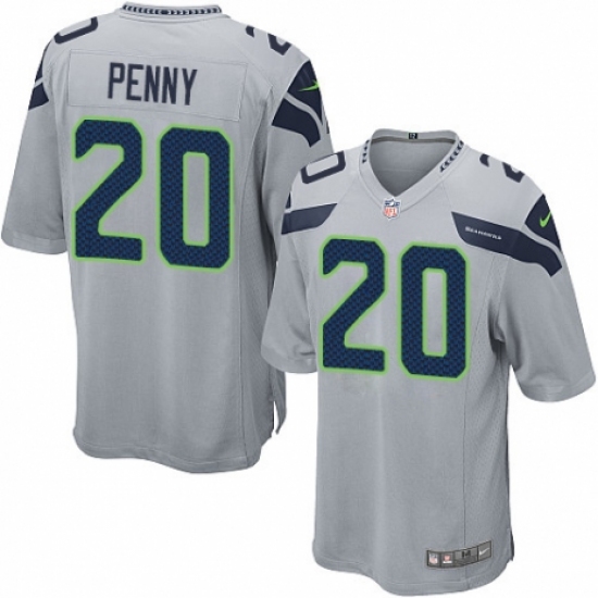 Men's Nike Seattle Seahawks 20 Rashaad Penny Game Grey Alternate NFL Jersey