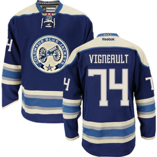 Women's Reebok Columbus Blue Jackets 74 Sam Vigneault Premier Navy Blue Third NHL Jersey