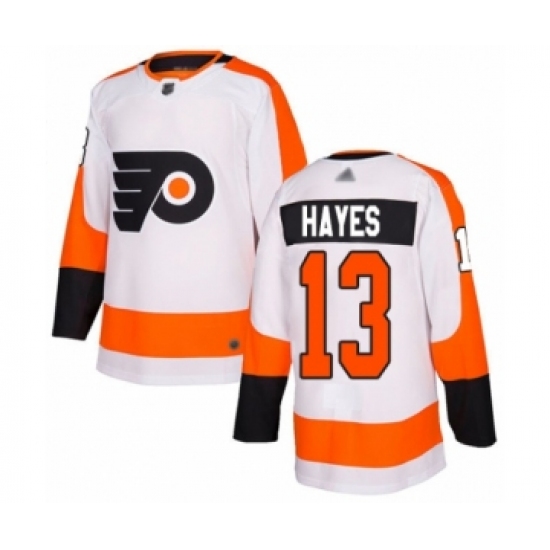 Men's Philadelphia Flyers 13 Kevin Hayes Authentic White Away Hockey Jersey