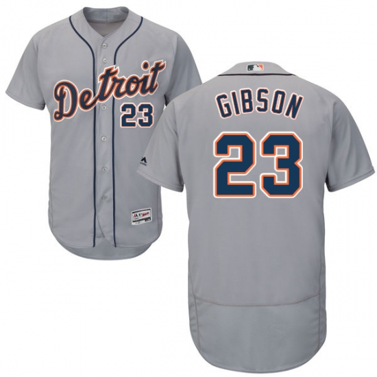 Men's Majestic Detroit Tigers 23 Kirk Gibson Grey Road Flex Base Authentic Collection MLB Jersey