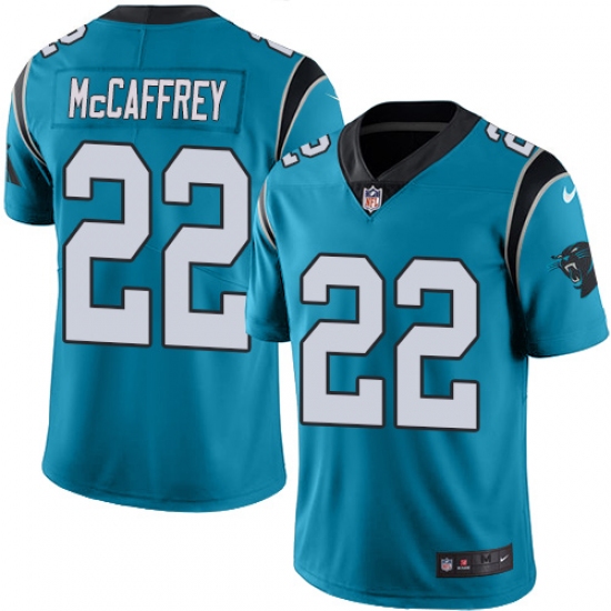 Youth Nike Carolina Panthers 22 Christian McCaffrey Blue Alternate Vapor Untouchable Limited Player NFL Jersey