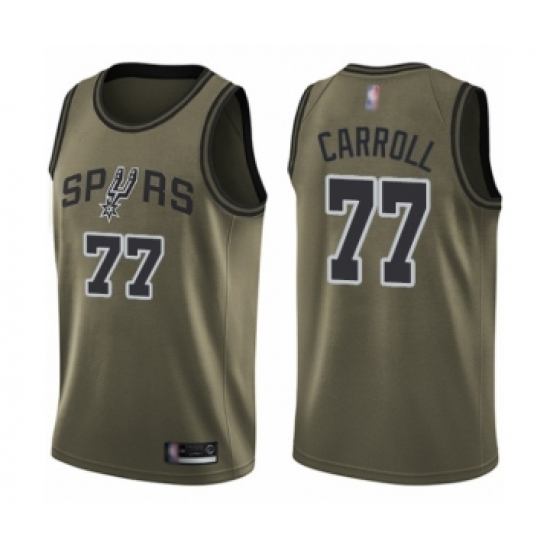 Youth San Antonio Spurs 77 DeMarre Carroll Swingman Green Salute to Service Basketball Jersey