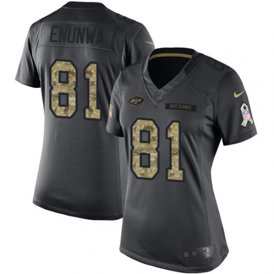 Women's Nike New York Jets 81 Quincy Enunwa Limited Black 2016 Salute to Service NFL Jersey