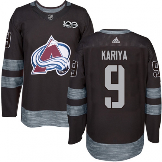 Men's Adidas Colorado Avalanche 9 Paul Kariya Authentic Black 1917-2017 100th Anniversary NHL Jersey