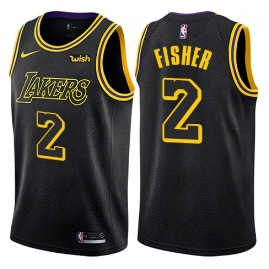 Youth Nike Los Angeles Lakers 2 Derek Fisher Swingman Black NBA Jersey - City Edition