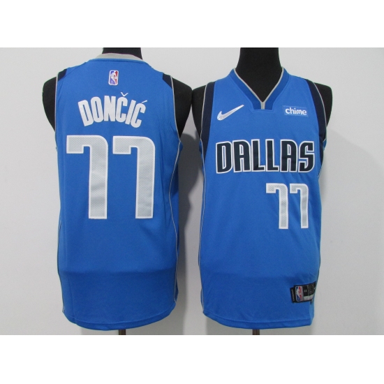 Men's Dallas Mavericks 77 Luka Doncic 75th Anniversary Diamond Blue 2021 Stitched Jersey