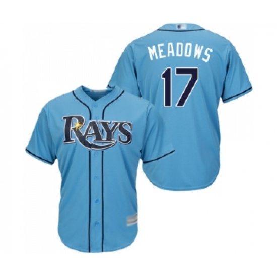 Men's Tampa Bay Rays 17 Austin Meadows Replica Light Blue Alternate 2 Cool Base Baseball Jersey