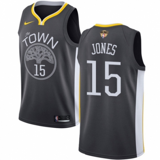 Women's Nike Golden State Warriors 15 Damian Jones Swingman Black Alternate 2018 NBA Finals Bound NBA Jersey - Statement Edition