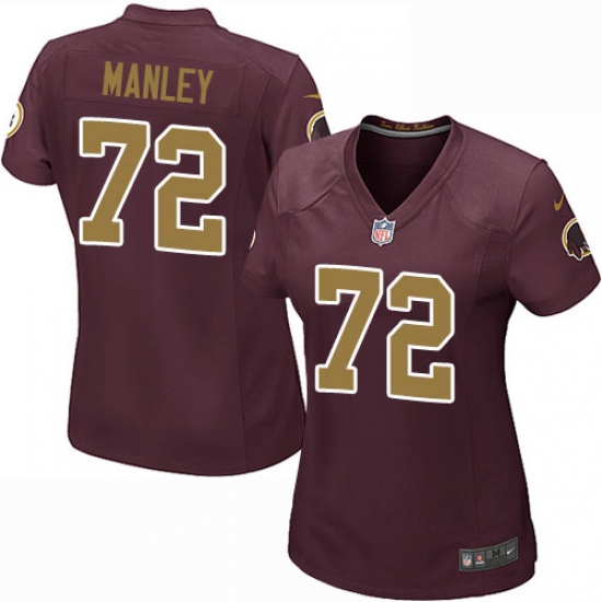 Women's Nike Washington Redskins 72 Dexter Manley Game Burgundy Red/Gold Number Alternate 80TH Anniversary NFL Jersey