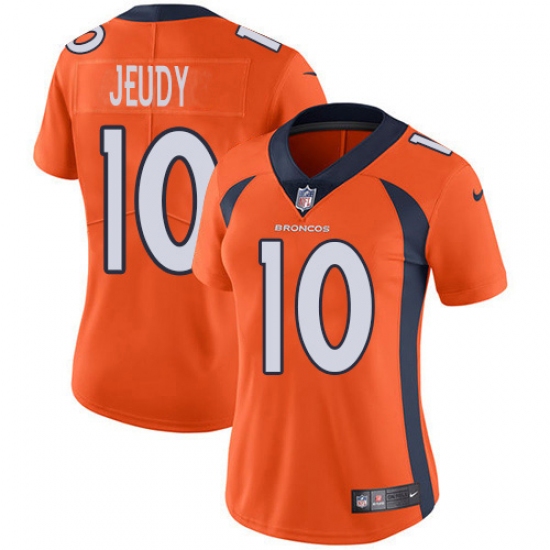 Women's Denver Broncos 10 Jerry Jeudy Orange Team Color Stitched Vapor Untouchable Limited Jersey