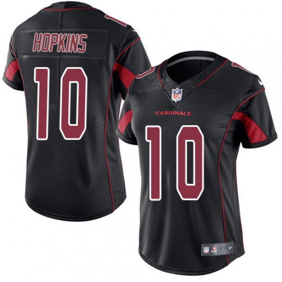 Women's Nike Arizona Cardinals 10 DeAndre Hopkins Black Stitched NFL Limited Rush Jersey