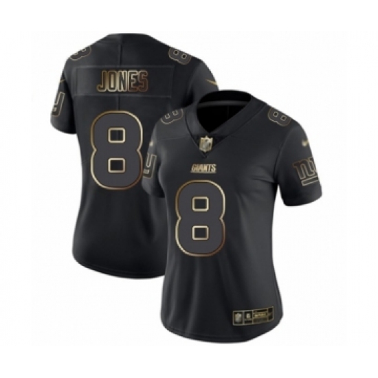 Women's New York Giants 8 Daniel Jones Black Gold Vapor Untouchable Limited Football Jersey