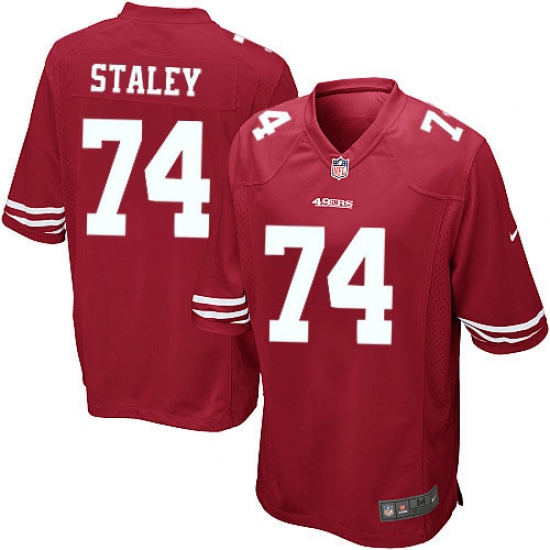 Men's Nike San Francisco 49ers 74 Joe Staley Game Red Team Color NFL Jersey