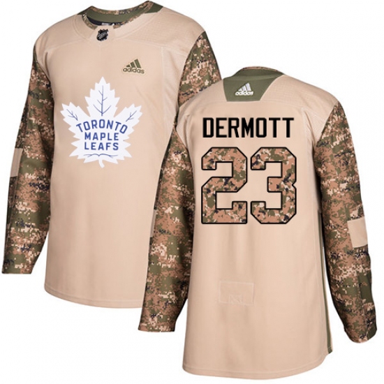 Men's Adidas Toronto Maple Leafs 23 Travis Dermott Authentic Camo Veterans Day Practice NHL Jersey