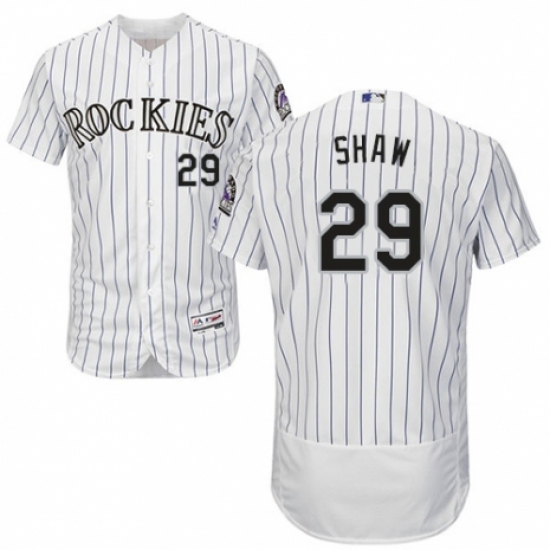 Men's Majestic Colorado Rockies 29 Bryan Shaw White Home Flex Base Authentic Collection MLB Jersey