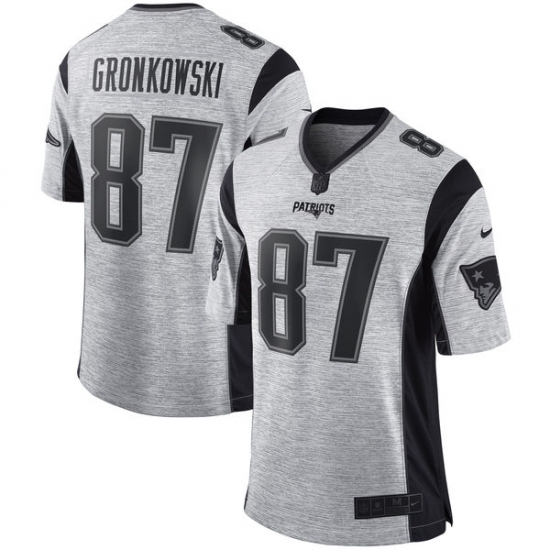 Men's Nike New England Patriots 87 Rob Gronkowski Limited Gray Gridiron II NFL Jersey