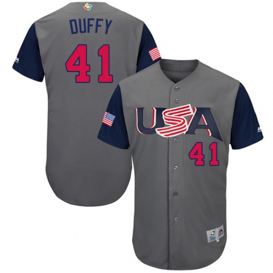 Youth USA Baseball Majestic 41 Danny Duffy Gray 2017 World Baseball Classic Authentic Team Jersey