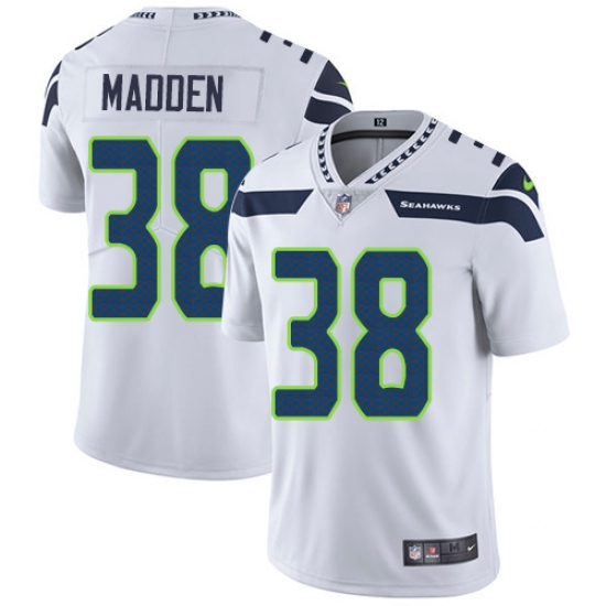 Men's Nike Seattle Seahawks 38 Tre Madden White Vapor Untouchable Limited Player NFL Jersey