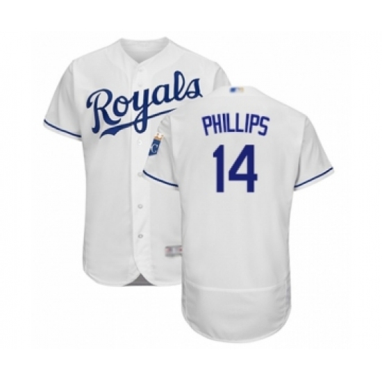 Men's Kansas City Royals 14 Brett Phillips White Home Flex Base Authentic Baseball Player Jersey