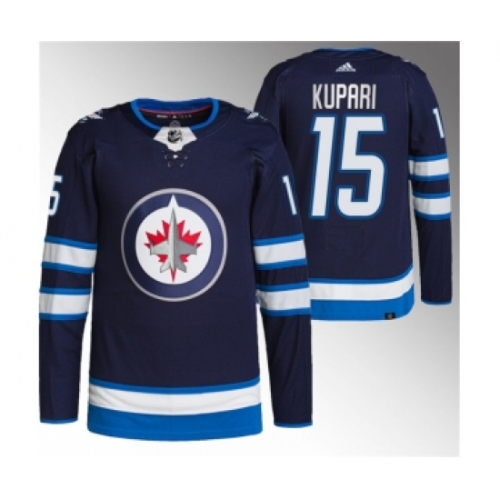 Men's Winnipeg Jets 15 Rasmus Kupari Navy Stitched Jersey