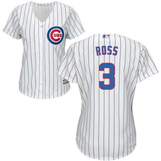 Women's Majestic Chicago Cubs 3 David Ross Authentic White Home Cool Base MLB Jersey