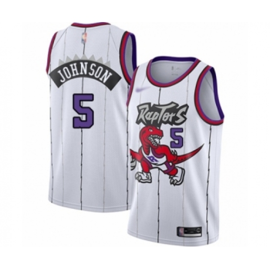 Women's Toronto Raptors 5 Stanley Johnson Swingman White Hardwood Classics Basketball Jersey