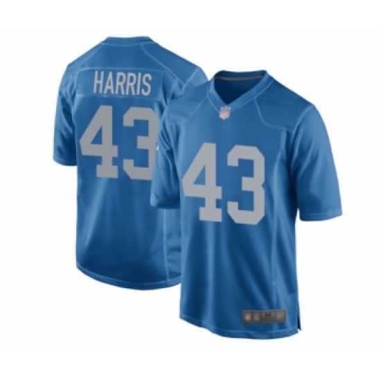 Men's Detroit Lions 43 Will Harris Game Blue Alternate Football Jersey