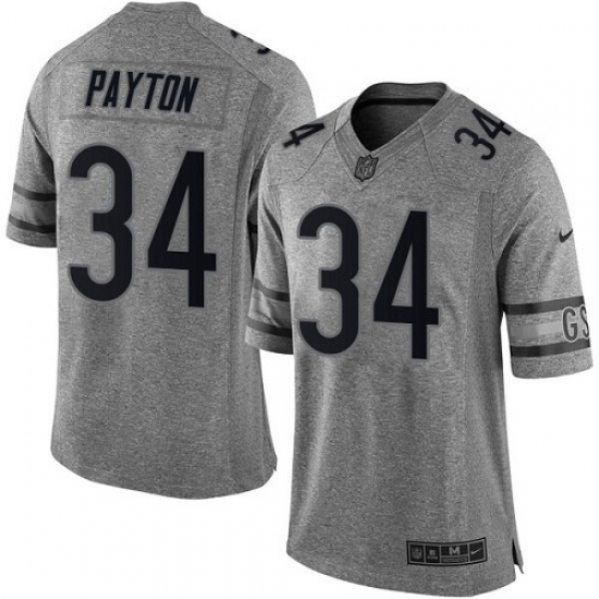 Men's Nike Chicago Bears 34 Walter Payton Limited Gray Gridiron NFL Jersey