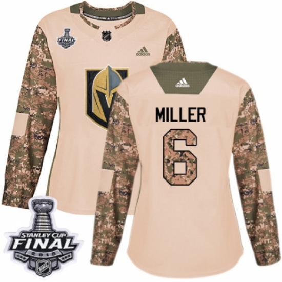 Women's Adidas Vegas Golden Knights 6 Colin Miller Authentic Camo Veterans Day Practice 2018 Stanley Cup Final NHL Jersey