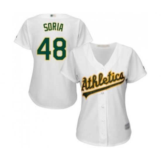 Women's Oakland Athletics 48 Joakim Soria Replica White Home Cool Base Baseball Jersey