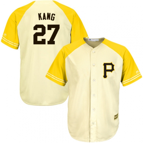 Men's Majestic Pittsburgh Pirates 27 Jung-ho Kang Authentic Cream/Gold Exclusive MLB Jersey