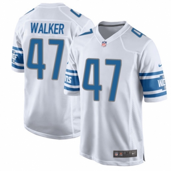 Men's Nike Detroit Lions 47 Tracy Walker Game White NFL Jersey