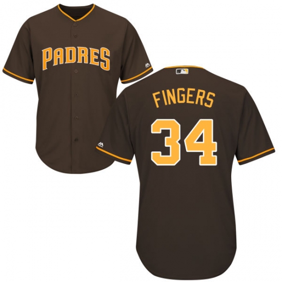 Men's Majestic San Diego Padres 34 Rollie Fingers Replica Brown Alternate Cool Base MLB Jersey