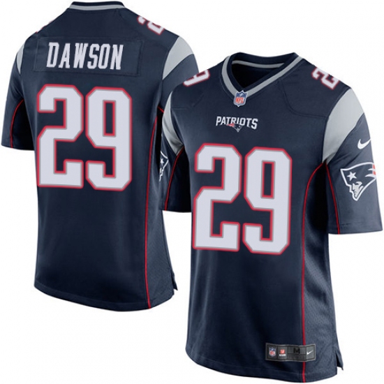 Men's Nike New England Patriots 29 Duke Dawson Game Navy Blue Team Color NFL Jersey