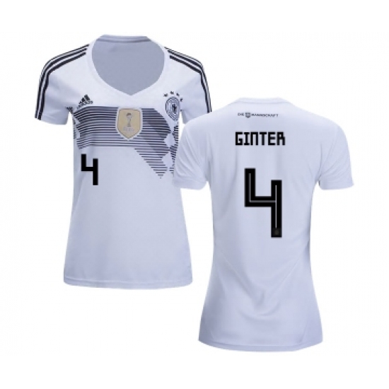 Women's Germany 4 Ginter White Home Soccer Country Jersey