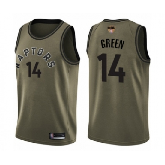 Men's Toronto Raptors 14 Danny Green Swingman Green Salute to Service 2019 Basketball Finals Bound Jersey