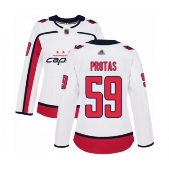 Women's Washington Capitals 59 Aliaksei Protas Authentic White Away Hockey Jersey