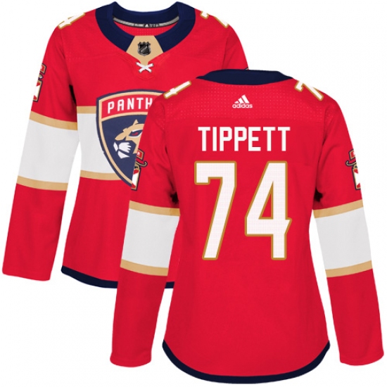 Women's Adidas Florida Panthers 74 Owen Tippett Authentic Red Home NHL Jersey