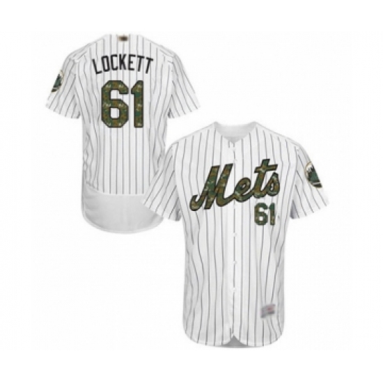 Men's New York Mets 61 Walker Lockett Authentic White 2016 Memorial Day Fashion Flex Base Baseball Player Jersey