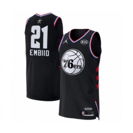 Men's Jordan Philadelphia 76ers 21 Joel Embiid Authentic Black 2019 All-Star Game Basketball Jersey