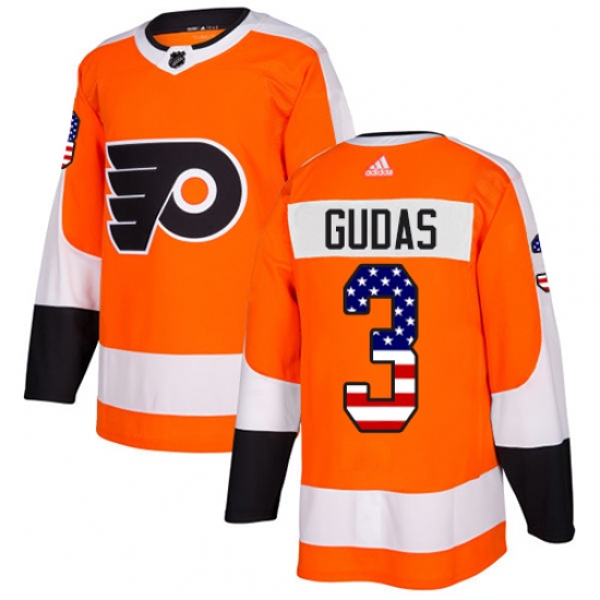 Youth Adidas Philadelphia Flyers 3 Radko Gudas Authentic Orange USA Flag Fashion NHL Jersey