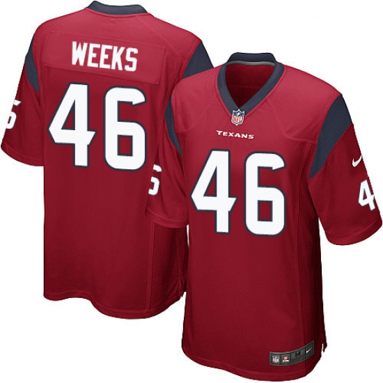 Men's Nike Houston Texans 46 Jon Weeks Game Red Alternate NFL Jersey