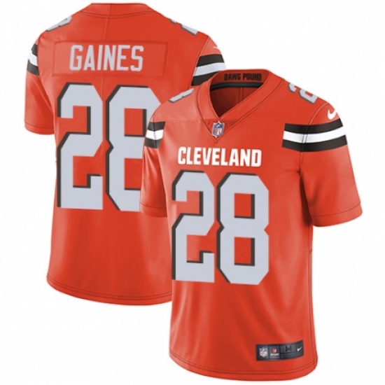 Youth Nike Cleveland Browns 28 E.J. Gaines Orange Alternate Vapor Untouchable Limited Player NFL Jersey