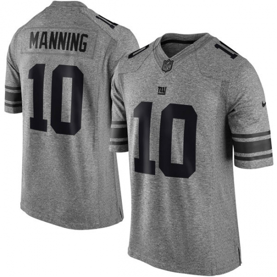 Men's Nike New York Giants 10 Eli Manning Limited Gray Gridiron NFL Jersey