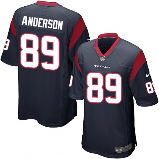 Men's Nike Houston Texans 89 Stephen Anderson Game Navy Blue Team Color NFL Jersey